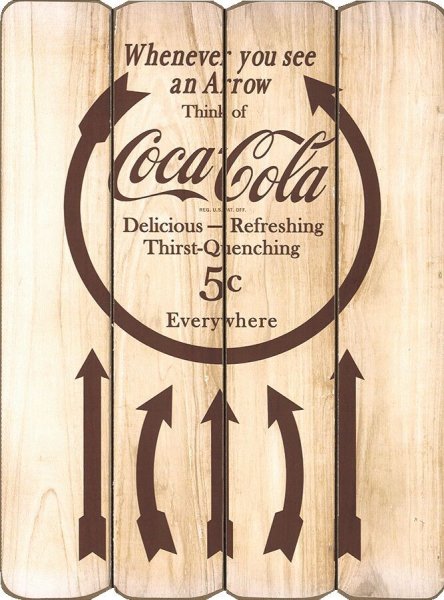 画像1: COCACOLA｜コカ・コーラ |ウッドサインボード ｜木製看板 (1)