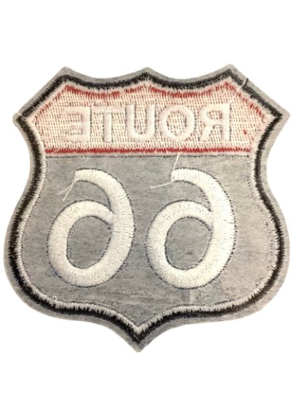 画像2: ROUTE６６|青色刺繍ワッペン (2)