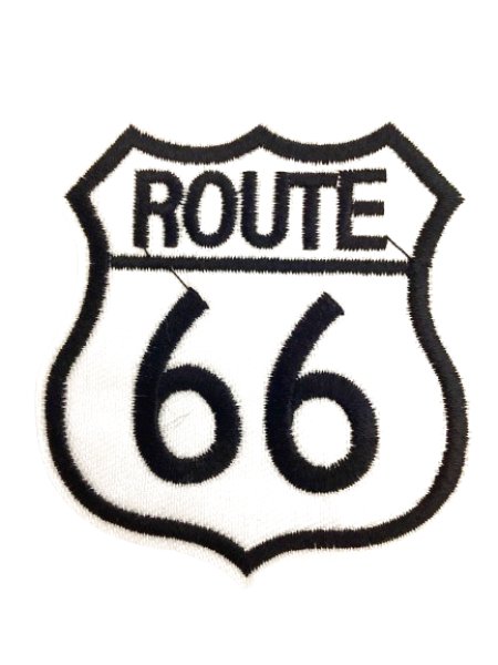 画像1: ROUTE６６|白色刺繍ワッペン (1)