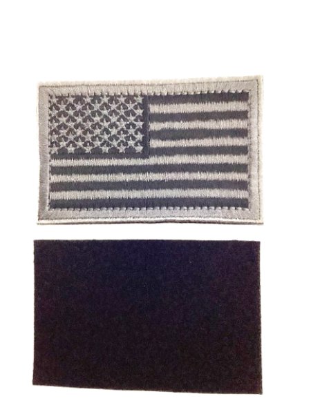 画像1: アメリカ国旗|白黒刺繍ワッペン（ベルクロタイプ） (1)